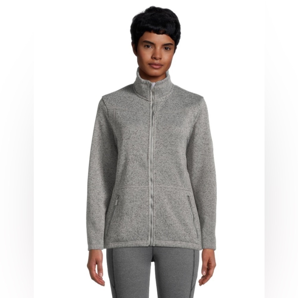 McKINLEY Ruben II Speckled Light Grey Fleece Zip-Up Funnel Neck Jacket Sz Large